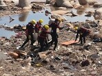 Rescue teams search for dead bodies at a beach, in the aftermath of the floods in Derna, Libya September 16, 2023.
