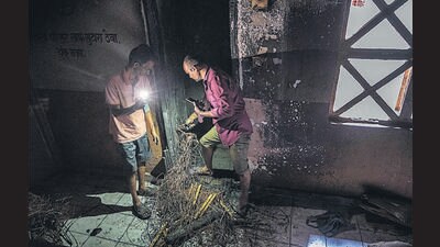 Assistant divisional fire officer Ravikiran Karalkar of Mumbai Fire Brigade confirmed that the fire erupted due to an electrical glitch. “These SRA buildings are not maintained and have no OC. There was too much smoke, and we rescued most of the people from the staircase and sent them to hospital,” he said. (Satish Bate/HT PHOTO) Assistant divisional fire officer Ravikiran Karalkar of Mumbai Fire Brigade confirmed that the fire erupted due to an electrical glitch. “These SRA buildings are not maintained and have no OC. There was too much smoke, and we rescued most of the people from the staircase and sent them to hospital,” he said. (Satish Bate/HT PHOTO)