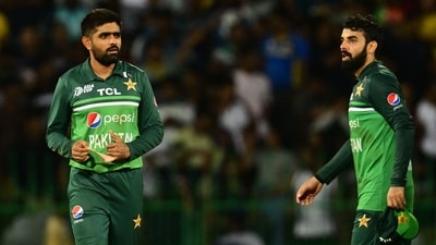 Pakistan's captain Babar Azam (L) reacts as he walks back to the pavilion after Sri Lanka's victory by 2 wickets after the Asia Cup 2023 Super 4 match (AFP) Pakistan's captain Babar Azam (L) reacts as he walks back to the pavilion after Sri Lanka's victory by 2 wickets after the Asia Cup 2023 Super 4 match (AFP)