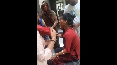 Domestic help, Bitto, was rescued after being stuck in a lift for three hours. (HT Photo) Domestic help, Bitto, was rescued after being stuck in a lift for three hours. (HT Photo)