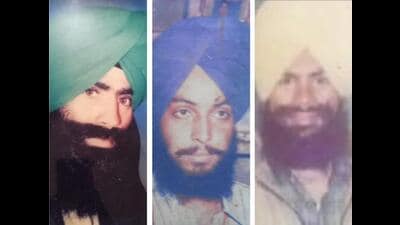 From left: Jaspinder Singh, Harjit Singh, and Lakhwinder Singh, all in their 20s, were killed in an encounter in Amritsar on May 12, 1992. (HT File) From left: Jaspinder Singh, Harjit Singh, and Lakhwinder Singh, all in their 20s, were killed in an encounter in Amritsar on May 12, 1992. (HT File)