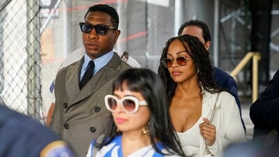 Jonathan Majors, left, and Meagan Good, right, leave court after a hearing on his domestic violence case, Thursday, Aug. 3, 2023, in New York. (AP Photo/John Minchillo) (AP) Jonathan Majors, left, and Meagan Good, right, leave court after a hearing on his domestic violence case, Thursday, Aug. 3, 2023, in New York. (AP Photo/John Minchillo) (AP)
