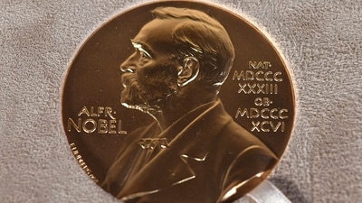The Nobel medal is displayed. (AP) The Nobel medal is displayed. (AP)