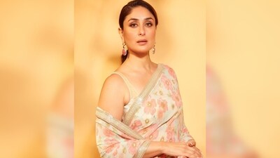 Kareena Kapoor opted for a minimalistic yet captivating look, accentuating her saree with a pair of dangling earrings. (Instagram/@kareenakapoorkhan) Kareena Kapoor opted for a minimalistic yet captivating look, accentuating her saree with a pair of dangling earrings. (Instagram/@kareenakapoorkhan)