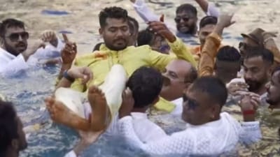 A photo from Sourabh Chandrakar's lavish wedding in Dubai in February this year has surfaced recently.