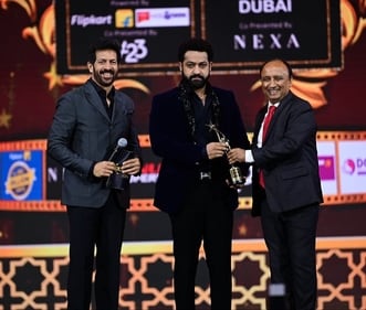 Jr NTR receives his award at SIIMA event. Jr NTR receives his award at SIIMA event.