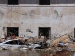 Libya Floods: A car is seen following floods in Derna, Libya.