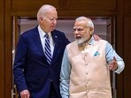 Prime Minister Narendra Modi with US President Joe Biden, in New Delhi on Friday. (PTI) Prime Minister Narendra Modi with US President Joe Biden, in New Delhi on Friday. (PTI)