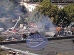 Russia-Ukraine War: View of a damaged Russian ship following a Ukrainian missile attack on Sevastopol, Crimea.