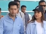 Raghav Chadha and Parineeti Chopra at Delhi airport on Sunday. Raghav Chadha and Parineeti Chopra at Delhi airport on Sunday.