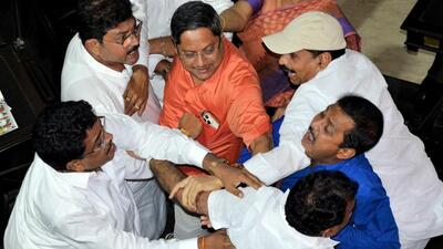 A fight broke out between TMC and BJP councilors during the session of the Kolkata Municipal Corporation in Kolkata on Saturday. (ANI) A fight broke out between TMC and BJP councilors during the session of the Kolkata Municipal Corporation in Kolkata on Saturday. (ANI)