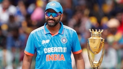 India's skipper Rohit Sharma pose for a photo in front of the trophy ahead of their Asia Cup 2023 final match, at R.Premadasa Stadium, in Colombo (ANI ) India's skipper Rohit Sharma pose for a photo in front of the trophy ahead of their Asia Cup 2023 final match, at R.Premadasa Stadium, in Colombo (ANI )