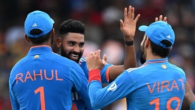 India's Mohammed Siraj (C) celebrates with teammates after taking the wicket of Sri Lanka's Kusal Mendis during the Asia Cup 2023 final (AFP) India's Mohammed Siraj (C) celebrates with teammates after taking the wicket of Sri Lanka's Kusal Mendis during the Asia Cup 2023 final (AFP)