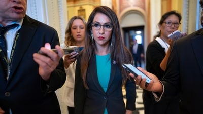 Rep. Lauren Boebert, R-Colo., a member of the conservative House Freedom Caucus, was caught on camera doing inappropriate behaviour during family musical in Denver, June 21, 2023. (AP Photo/J. Scott Applewhite) (AP) Rep. Lauren Boebert, R-Colo., a member of the conservative House Freedom Caucus, was caught on camera doing inappropriate behaviour during family musical in Denver, June 21, 2023. (AP Photo/J. Scott Applewhite) (AP)