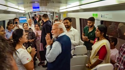 Prime Minister Modi will shortly inaugurate the first phase of the International Convention and Expo Centre (IICC), named YashoBhoomi. (PTI) Prime Minister Modi will shortly inaugurate the first phase of the International Convention and Expo Centre (IICC), named YashoBhoomi. (PTI)