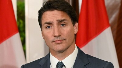 Russia-Ukraine War: Canada's Prime Minister Justin Trudeau takes part in a press conference. (AFP)