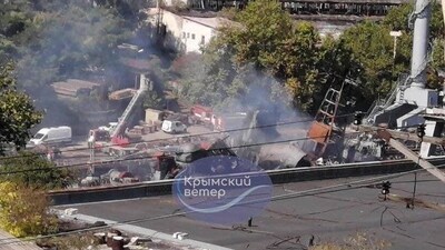 Russia-Ukraine War: View of a damaged Russian ship following a Ukrainian missile attack on Sevastopol, Crimea. (Reuters)