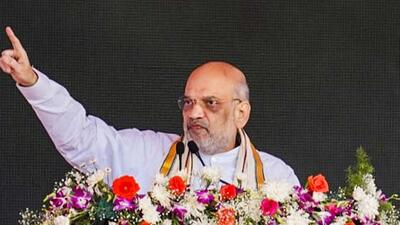 Union home minister Amit Shah speaks during the Hyderabad Liberation Day celebrations at Parade Ground in Hyderabad district on Sunday. (PTI) Union home minister Amit Shah speaks during the Hyderabad Liberation Day celebrations at Parade Ground in Hyderabad district on Sunday. (PTI)