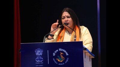 Union minister of state for external affairs and culture Meenakshi Lekhi launched a scathing attack on the Aam Aadmi Party (AAP) government in Punjab, accusing them of trying to take credit for schemes initiated by the central government. Lekhi also criticised the state government for its “poor handling” of the economy, warning that Punjab’s GDP could plummet to last place if immediate action is not taken. (Manish/HT)