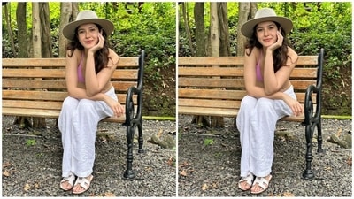 In terms of accessories, Shanaya styled her look with a grey hat and a pair of trendy white flats, which perfectly complemented her effortlessly stylish look. (Instagram/@shanayakapoor02) In terms of accessories, Shanaya styled her look with a grey hat and a pair of trendy white flats, which perfectly complemented her effortlessly stylish look. (Instagram/@shanayakapoor02)