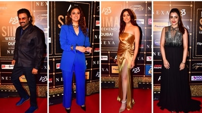 R Madhavan, Keerthy Suresh, Jonita Gandhi and Trisha at SIIMA 2023 on Saturday. R Madhavan, Keerthy Suresh, Jonita Gandhi and Trisha at SIIMA 2023 on Saturday.