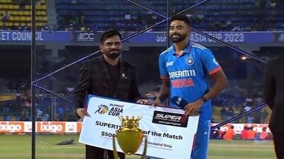 Mohammed Siraj during the post-match presentation ceremony Mohammed Siraj during the post-match presentation ceremony