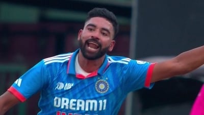 Mohammed Siraj celebrates his fourth wicket in Asia Cup final vs Sri Lanka (X) Mohammed Siraj celebrates his fourth wicket in Asia Cup final vs Sri Lanka (X)