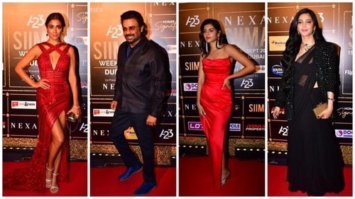 Shriya Saran, R Madhavan, Shruti Haasan, Kalyani Priyadarshan at SIIMA on Saturday. Shriya Saran, R Madhavan, Shruti Haasan, Kalyani Priyadarshan at SIIMA on Saturday.
