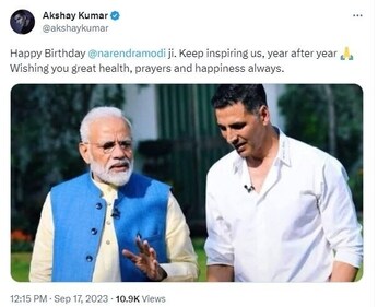 Akshay Kumar penned a note for the PM.