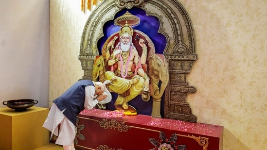 "Many many congratulations to all your family members on the birth anniversary of Lord Vishwakarma. On this occasion, I wholeheartedly salute all the craftsmen and creators who are taking innovation in the society forward with their dedication, talent and hard work," PM Modi posted on 'X'.&nbsp;(PTI)