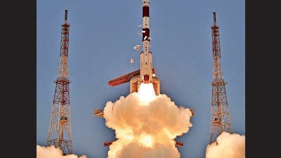 A rocket carrying India’s solar mission Aditya-L1 lifts off. (ISRO) A rocket carrying India’s solar mission Aditya-L1 lifts off. (ISRO)