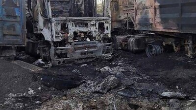 Russia-Ukraine War: Burnt trucks are seen in Odesa, Ukraine. (AP)