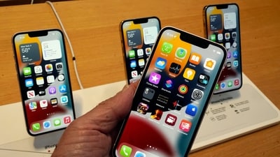 The location of Apple’s red “end” button is set to slightly move with upcoming iOS 17 updates to the phone app. (AP)