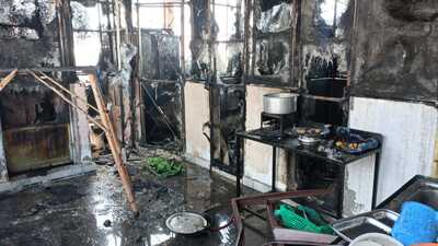Guests were rushed out of the hotel with their belongings. People from nearby buildings also evacuated the area as a precaution. (HT Photo)