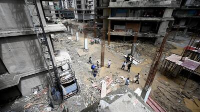 On Friday morning, a service lift malfunctioned and collapsed at the Amrapali Dream Valley (Phase-2) project in Techzone-4, Greater Noida West, resulting in the death of eight daily wage workers and severe injuries to one other. (Sunil Ghosh/HT Photo) On Friday morning, a service lift malfunctioned and collapsed at the Amrapali Dream Valley (Phase-2) project in Techzone-4, Greater Noida West, resulting in the death of eight daily wage workers and severe injuries to one other. (Sunil Ghosh/HT Photo)