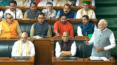 "Now, while taking forward the journey from a new place, we have to make the country a developed country by 2047. For this, all the decisions will be taken in the new Parliament building," PM Modi added. (PTI) "Now, while taking forward the journey from a new place, we have to make the country a developed country by 2047. For this, all the decisions will be taken in the new Parliament building," PM Modi added. (PTI)