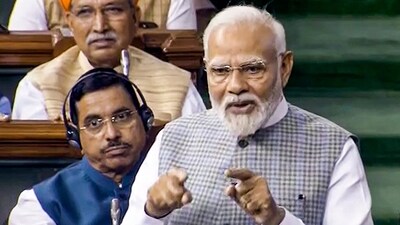 PM Modi said "Tomorrow, on Ganesh Chaturthi, we will move to the new Parliament. Lord Ganesha is also known as ‘Vighnaharta’, now there will be no obstacles in the development of the country... 'Nirvighna roop se saare sapne saare sankalp Bharat paripoorn karega'...This session of Parliament may be short, but it is historic in scope." (PTI) PM Modi said "Tomorrow, on Ganesh Chaturthi, we will move to the new Parliament. Lord Ganesha is also known as ‘Vighnaharta’, now there will be no obstacles in the development of the country... 'Nirvighna roop se saare sapne saare sankalp Bharat paripoorn karega'...This session of Parliament may be short, but it is historic in scope." (PTI)