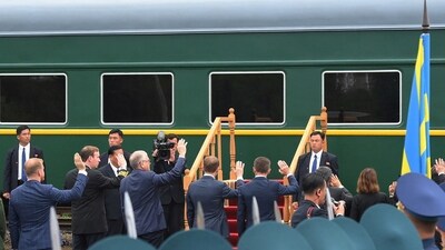 The armored rain set off to the sound of the Russian patriotic march song “Farewell of Slavianka,” marking the conclusion of a farewell ceremony at a railway station in Artyom, Russia’s state news agency RIA reported.&nbsp; (via REUTERS)