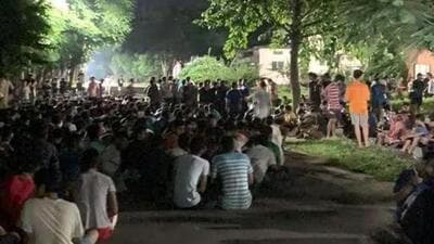 Students hold a protest meeting at the NIT campus in Silchar. (HT Photo) Students hold a protest meeting at the NIT campus in Silchar. (HT Photo)