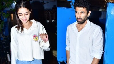 Ananya Panday and Aditya Roy Kapur spotted exiting the same building. (Varinder Chawla) (Varinder Chawla) Ananya Panday and Aditya Roy Kapur spotted exiting the same building. (Varinder Chawla) (Varinder Chawla)