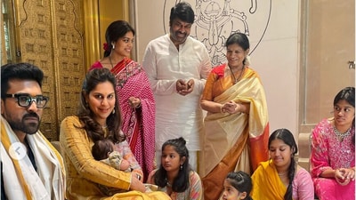 Ram Charan and Upasana celebrated their daughter's first Ganesh Chaturthi with the whole family. Ram Charan and Upasana celebrated their daughter's first Ganesh Chaturthi with the whole family.
