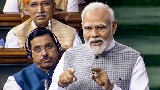 Prime Minister Narendra Modi speaks in the Lok Sabha (PTI)