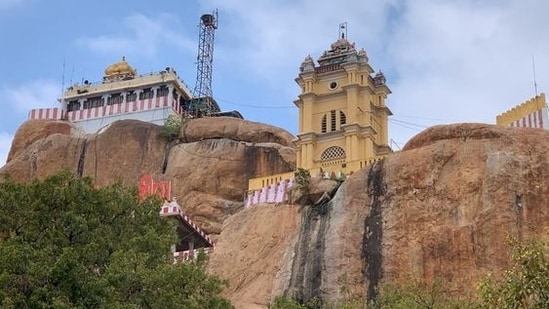 Ucchi Pillayar Temple, Tiruchirappalli: Perched atop the Rockfort in Trichy, this temple was meticulously carved from solid rock by the Pallavas.(Pinterest)