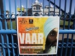 A sign outside the Guru Nanak Sikh Gurdwara temple is seen after the killing of Hardeep Singh Nijjar, in Surrey, British Columbia, Canada.  