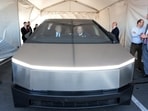The image shows Israeli PM Benjamin Netanyahu and wife inside a Tesla Cybertruck driven by Elon Musk, The image shows Israeli PM Benjamin Netanyahu and wife inside a Tesla Cybertruck driven by Elon Musk,