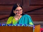 BJP MP Maneka Gandhi speaks during an event organised in the Central Hall of Parliament on the occasion of the shifting of Parliament to the new building, in New Delhi. BJP MP Maneka Gandhi speaks during an event organised in the Central Hall of Parliament on the occasion of the shifting of Parliament to the new building, in New Delhi.