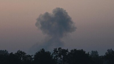 Russia- Ukraine War: A cloud of smoke after a night drone strike in the western Ukrainian city of Lviv. Russia- Ukraine War: A cloud of smoke after a night drone strike in the western Ukrainian city of Lviv.