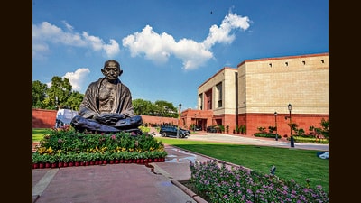 A view of the new Parliament building. (PTI) A view of the new Parliament building. (PTI)