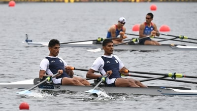 Asian Games 2023: File photo of Arjun Lal Jat and Arvind Singh in action (AFP) Asian Games 2023: File photo of Arjun Lal Jat and Arvind Singh in action (AFP)