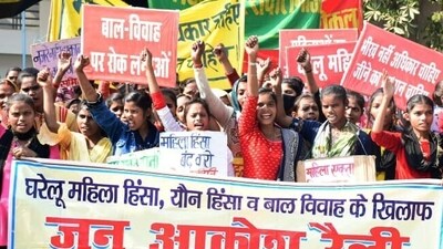 A visual from the Jan Aakrosh Yatra in Rajasthan. (HT File) A visual from the Jan Aakrosh Yatra in Rajasthan. (HT File)